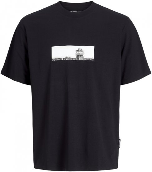 Jack & Jones Pacer Photo Branding Crew Neck T-Shirt Black - Tricouri - Tricouri Bărbați Mărimi Mari
