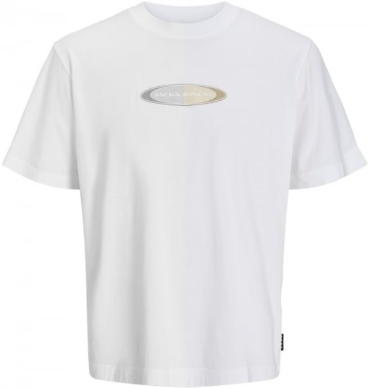 Jack & Jones Pacer Branding Print T-Shirt Bright White - Tricouri - Tricouri Bărbați Mărimi Mari
