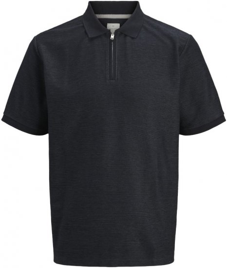 Jack & Jones Ronnie Polo with Zipper Black - Tricouri polo - Tricouri Polo Bărbați Mărimi Mari