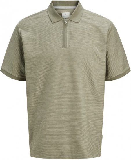 Jack & Jones Ronnie Polo with Zipper Grey - Tricouri polo - Tricouri Polo Bărbați Mărimi Mari