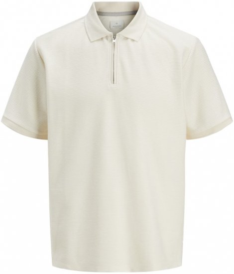 Jack & Jones Ronnie Polo with Zipper Bright White - Tricouri polo - Tricouri Polo Bărbați Mărimi Mari