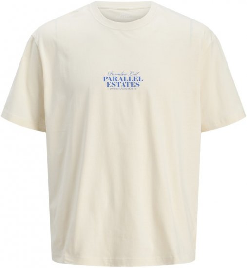 Jack & Jones Parallel Crew Neck T-Shirt Antique White - Tricouri - Tricouri Bărbați Mărimi Mari