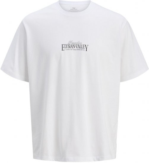 Jack & Jones Parallel Crew Neck T-Shirt Bright White - Tricouri - Tricouri Bărbați Mărimi Mari