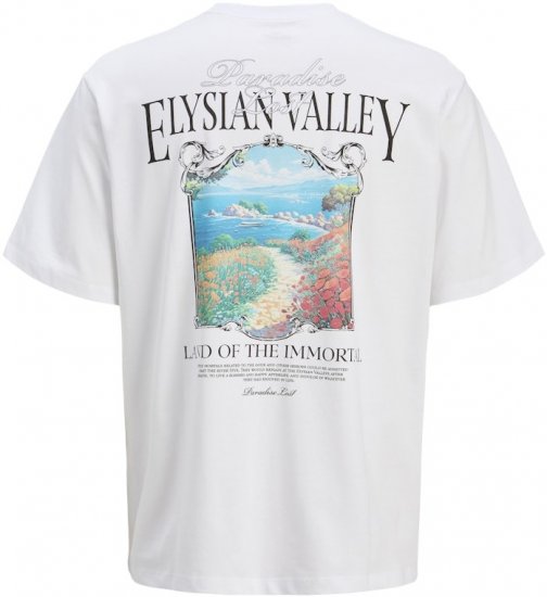 Jack & Jones Parallel Crew Neck T-Shirt Bright White - Tricouri - Tricouri Bărbați Mărimi Mari