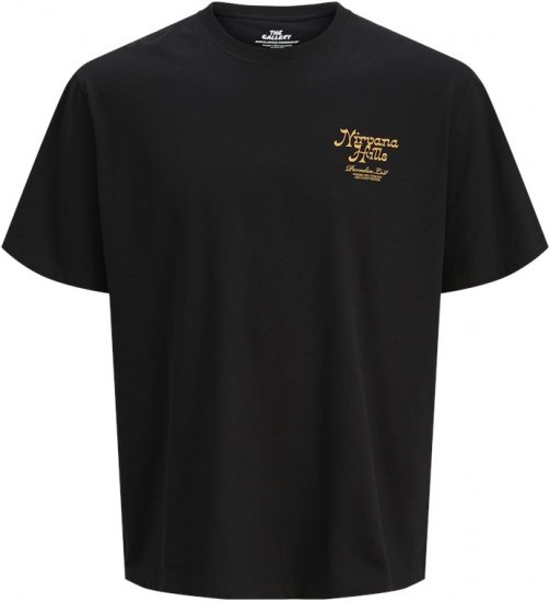 Jack & Jones Parallel Crew Neck T-Shirt Black - Tricouri - Tricouri Bărbați Mărimi Mari