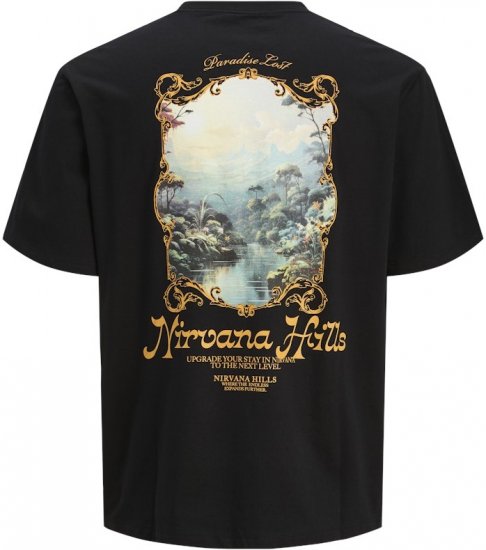 Jack & Jones Parallel Crew Neck T-Shirt Black - Tricouri - Tricouri Bărbați Mărimi Mari