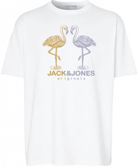Jack & Jones Split Gradient Crew Neck T-Shirt Bright White - Tricouri - Tricouri Bărbați Mărimi Mari