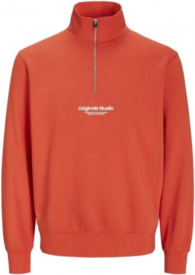 Jack & Jones Esterbro High Neck Quarter Zip Sweatshirt Red - Pulovere & hanorace - Pulovere & Hanorace Bărbați Mărimi Mari