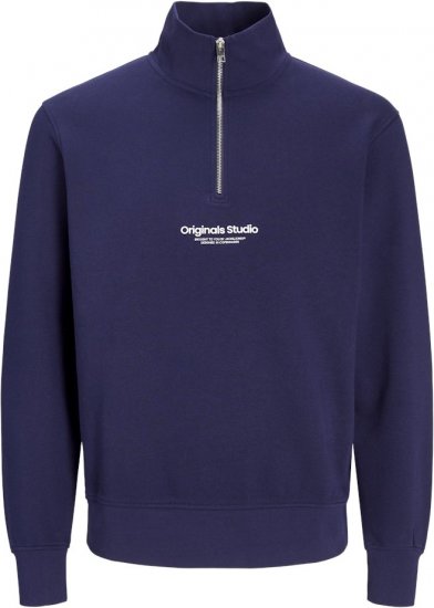 Jack & Jones Esterbro High Neck Quarter Zip Sweatshirt Ocean Cavern - Pulovere & hanorace - Pulovere & Hanorace Bărbați Mărimi Mari