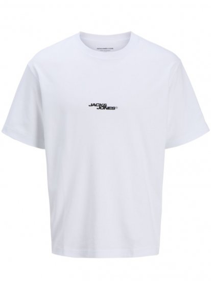 Jack & Jones Summer Sago Print Crew Neck T-Shirt Bright White - Tricouri - Tricouri Bărbați Mărimi Mari