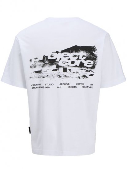 Jack & Jones Summer Sago Print Crew Neck T-Shirt Bright White - Tricouri - Tricouri Bărbați Mărimi Mari