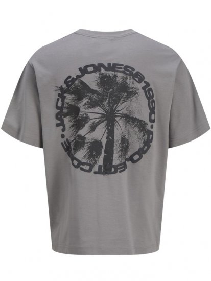 Jack & Jones Summer Sago Print Crew Neck T-Shirt Gray Flannel - Tricouri - Tricouri Bărbați Mărimi Mari