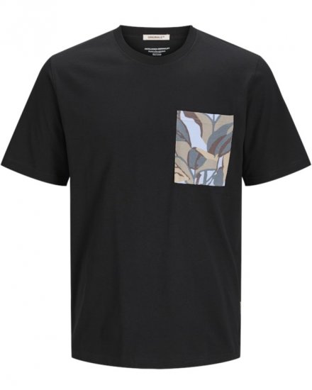  Jack & Jones Tavira Aop Pocket Crew Neck T-Shirt Black - Tricouri - Tricouri Bărbați Mărimi Mari