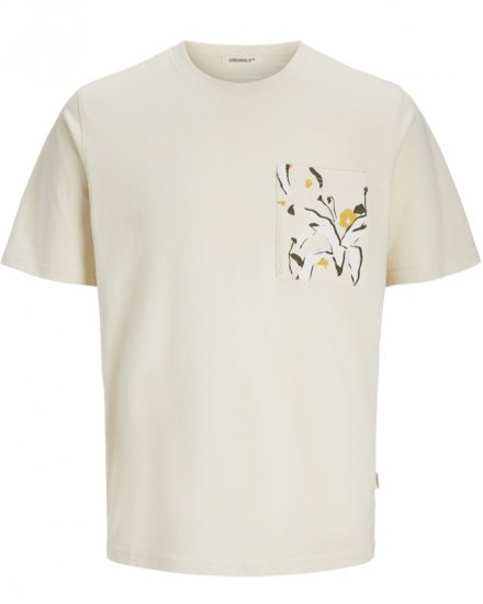  Jack & Jones Tavira Aop Pocket Crew Neck T-Shirt Antique White - Tricouri - Tricouri Bărbați Mărimi Mari