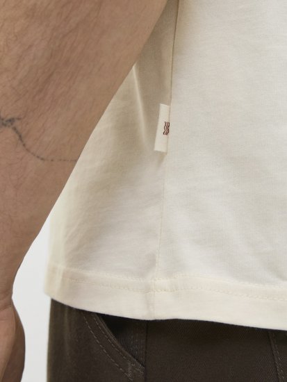  Jack & Jones Tavira Aop Pocket Crew Neck T-Shirt Antique White - Tricouri - Tricouri Bărbați Mărimi Mari