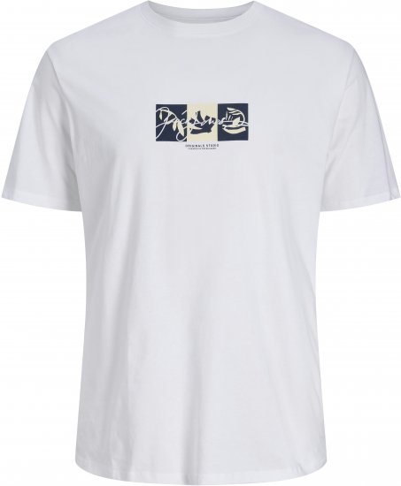 Jack & Jones Canggu Crew Neck T-Shirt Bright White - Tricouri - Tricouri Bărbați Mărimi Mari