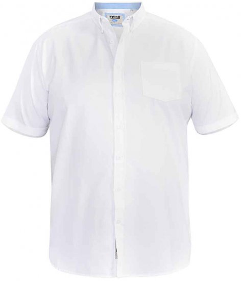 D555 James Short Sleeve Oxford Shirt White - Cămăși - Cămăși Bărbați Mărimi Mari