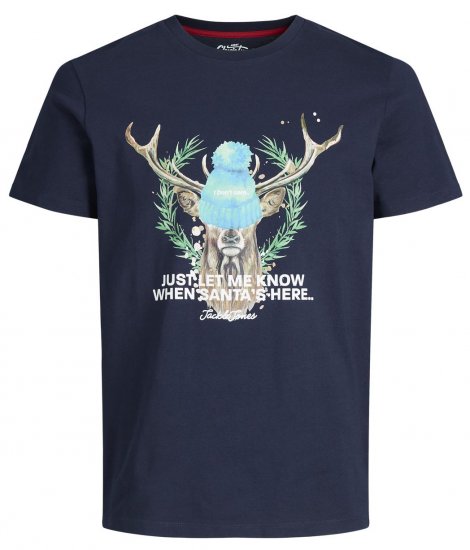 Jack & Jones JORANIMAL T-Shirt Navy - Tricouri - Tricouri Bărbați Mărimi Mari