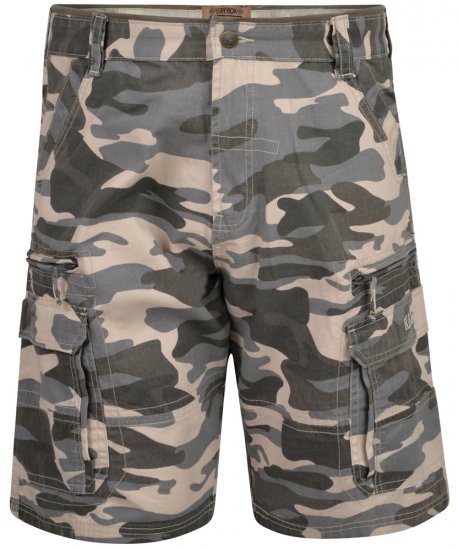 Kam Jeans 329 Short Charcoal Camo - Pantaloni scurți - Pantaloni Scurți Mărimi mari Bărbați 