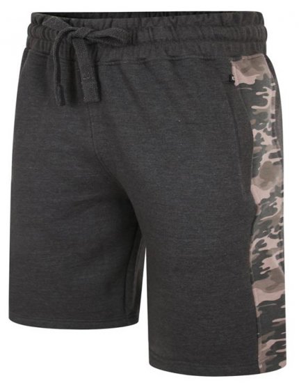 Kam Jeans 3303 Camo Panelled Jog Shorts Charcoal - Pantaloni trening - Pantaloni Trening Bărbați Mărimi Mari