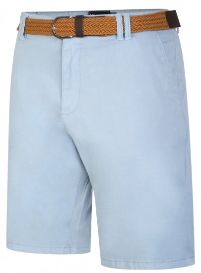 Kam Jeans 3401 Belted Oxford Stretch Chino Shorts Blue - Pantaloni scurți - Pantaloni Scurți Mărimi mari Bărbați 