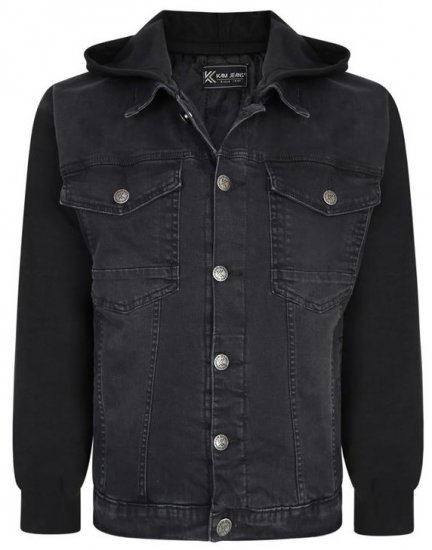 Kam Jeans 407 Hooded Stretch Denim Jacket - Geci - Geci Bărbați Mărimi Mari