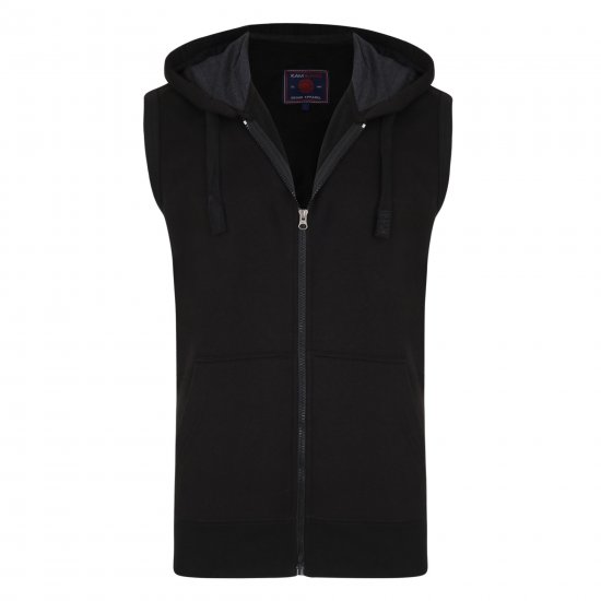 Kam Jeans Sleeveless Zip Thru Hoody Black - Pulovere & hanorace - Pulovere & Hanorace Bărbați Mărimi Mari