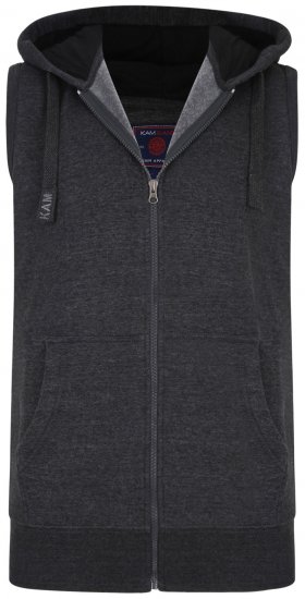 Kam Jeans Sleeveless Zip Thru Hoody Charcoal - Pulovere & hanorace - Pulovere & Hanorace Bărbați Mărimi Mari