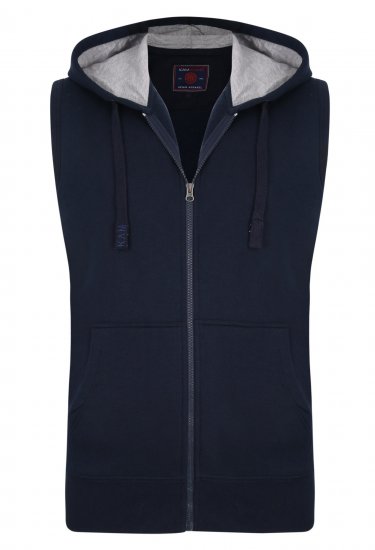 Kam Jeans Sleeveless Zip Thru Hoody Navy - Pulovere & hanorace - Pulovere & Hanorace Bărbați Mărimi Mari