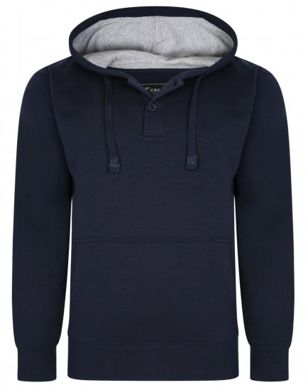 Kam Jeans 508B 1/4 Button Hoodie Navy - Pulovere & hanorace - Pulovere & Hanorace Bărbați Mărimi Mari