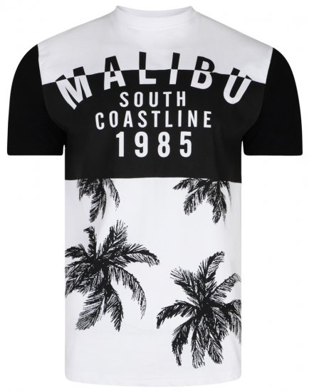 Kam Jeans 5228 Malibu T-shirt Black/White - Tricouri - Tricouri Bărbați Mărimi Mari