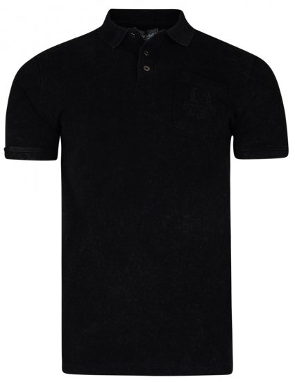 Kam Jeans 5232 Acid Wash Polo Black - Tricouri polo - Tricouri Polo Bărbați Mărimi Mari