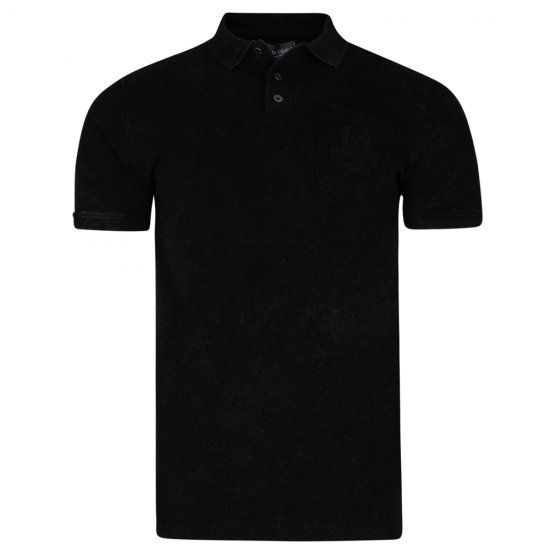 Kam Jeans 5232 Acid Wash Polo Black - Tricouri polo - Tricouri Polo Bărbați Mărimi Mari