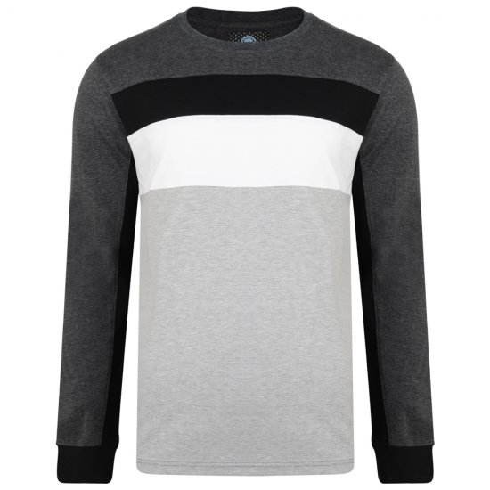 Kam Jeans 5240 Cut and Sew Long Sleeve T-shirt Grey - Tricouri - Tricouri Bărbați Mărimi Mari