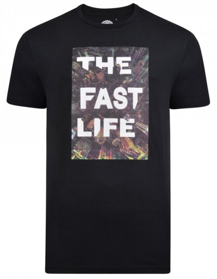 Kam Jeans 5258 Fast Life T-Shirt Black - Tricouri - Tricouri Bărbați Mărimi Mari