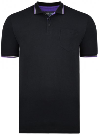 Kam Jeans 5277 Polo Black - Tricouri polo - Tricouri Polo Bărbați Mărimi Mari