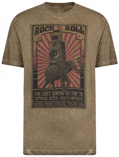Kam Jeans 5282 Slub Wash T-shirt Olive - Tricouri - Tricouri Bărbați Mărimi Mari