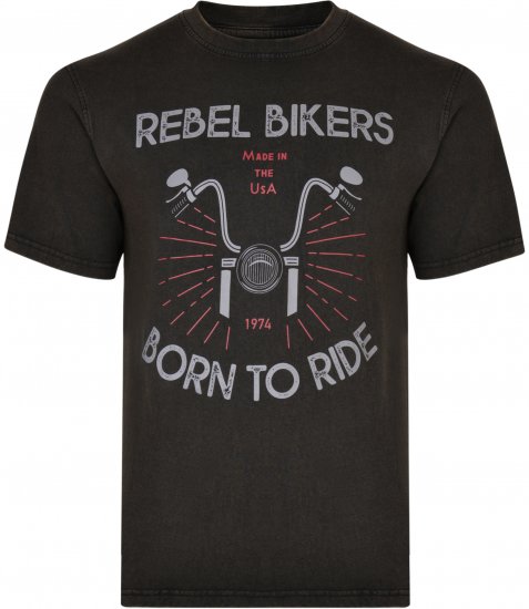 Kam Jeans 5319 Rebel Bikers T-shirt Black - Tricouri - Tricouri Bărbați Mărimi Mari