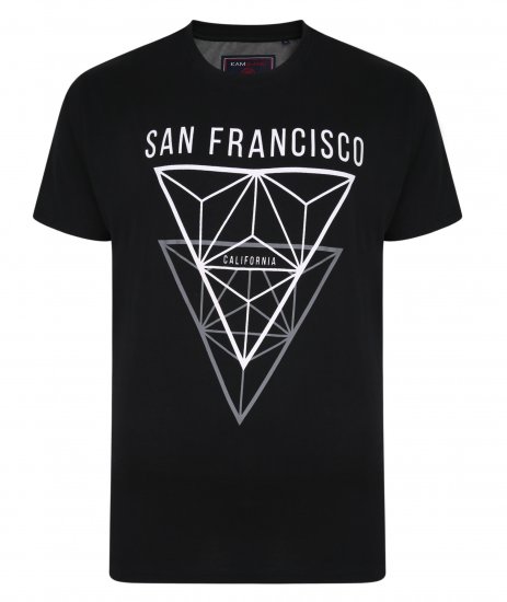 Kam Jeans 5334 San Fransisco Tee Black - Tricouri - Tricouri Bărbați Mărimi Mari