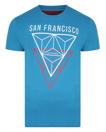 Kam Jeans 5334 San Fransisco Tee Blue - Tricouri - Tricouri Bărbați Mărimi Mari
