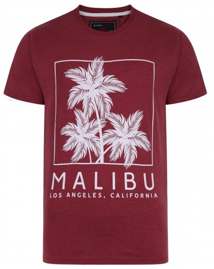Kam Jeans 5336 Malibu T-Shirt Burgundy - Tricouri - Tricouri Bărbați Mărimi Mari