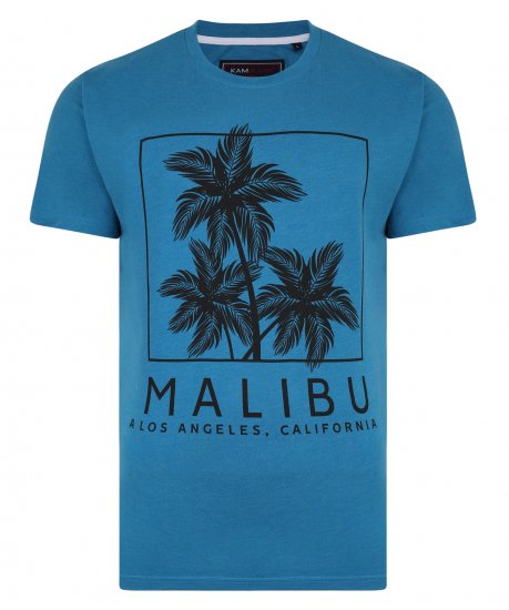 Kam Jeans Malibu Crew Neck Tee Turk Blue - Tricouri - Tricouri Bărbați Mărimi Mari