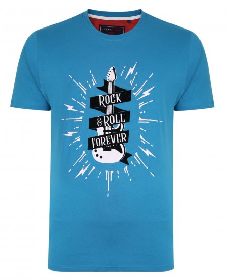 Kam Jeans 5337 Rock & Roll Tee Blue - Tricouri - Tricouri Bărbați Mărimi Mari