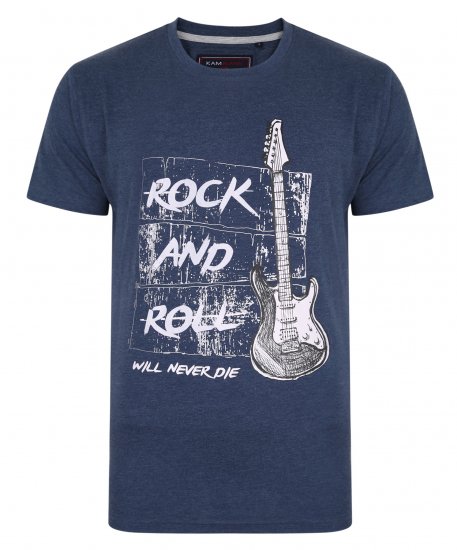 Kam Jeans 5338 Rock And Roll Tee Blue - Tricouri - Tricouri Bărbați Mărimi Mari