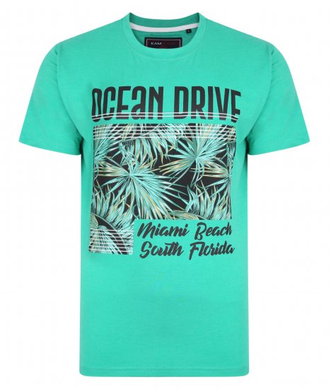 Kam Jeans Ocean Drive Crew Neck Tee Emerald - Tricouri - Tricouri Bărbați Mărimi Mari