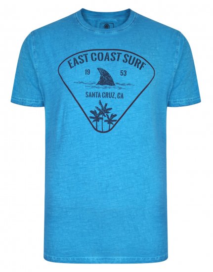 Kam Jeans East Coast Crew Neck Tee Turk Blue - Tricouri - Tricouri Bărbați Mărimi Mari