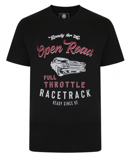 Kam Jeans 5342 Open Road Tee Black - Tricouri - Tricouri Bărbați Mărimi Mari