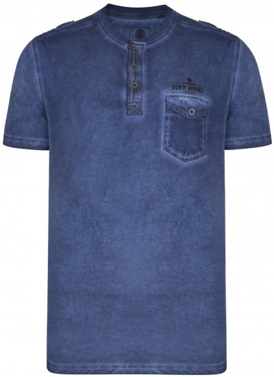 Kam Jeans 5343 Grandad collar T-shirt Indigo - Tricouri - Tricouri Bărbați Mărimi Mari