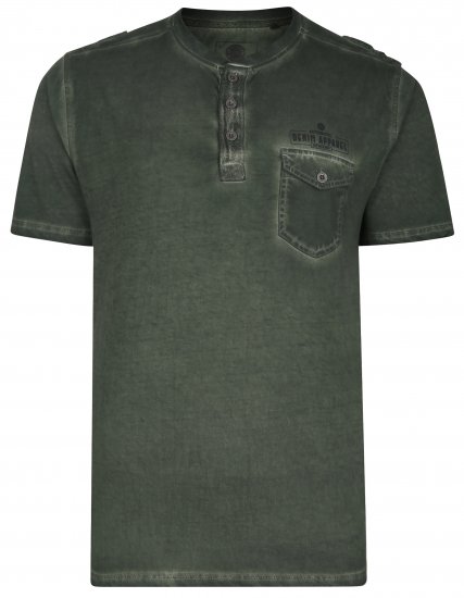 Kam Jeans 5343 Grandad Collar Fashion Tee khaki - Tricouri - Tricouri Bărbați Mărimi Mari