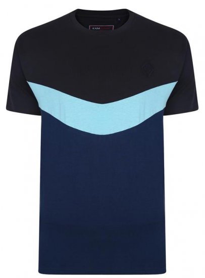 Kam Jeans Contrast Colours Crew Neck Tee Navy - Tricouri - Tricouri Bărbați Mărimi Mari